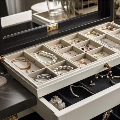 Highergo 8 Pcs Velvet Jewelry Trays Stackable Drawers Organizer Ring Earring - Image 6
