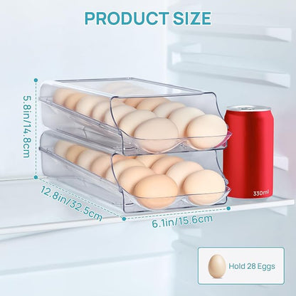 Vtopmart 2 Pack Egg Holder for Fridge, Automatic Rolling Egg Container | - Image 2