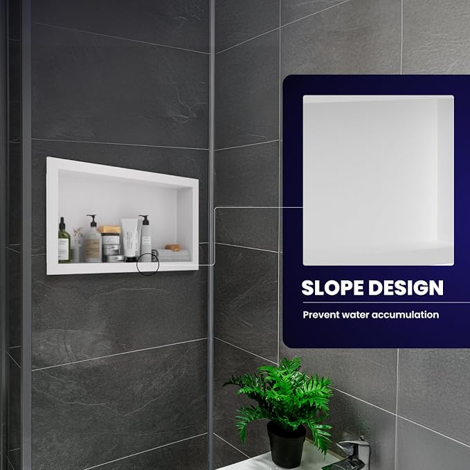 12" x 24" Stainless Steel Shower Niche, Single Waterproof Shelves, No-Tile - Image 5