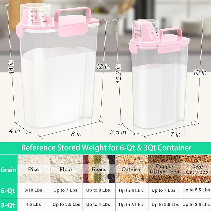 TBMax 2 Pack Airtight Rice Container 5 Lbs +10 Lbs, Cereal Container Oatmeal - Image 2