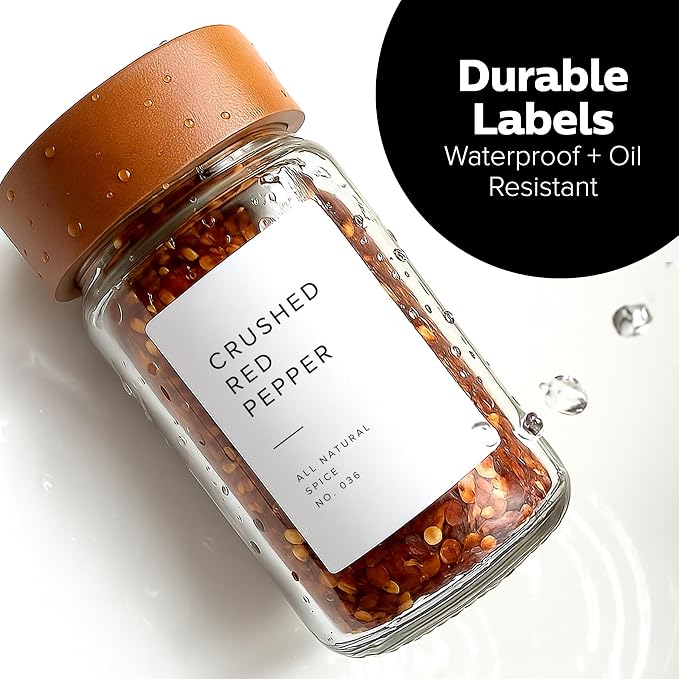 250 White Spice Labels by ThreeKin | Waterproof & Oil-Resistant Pre-Printed - Image 4