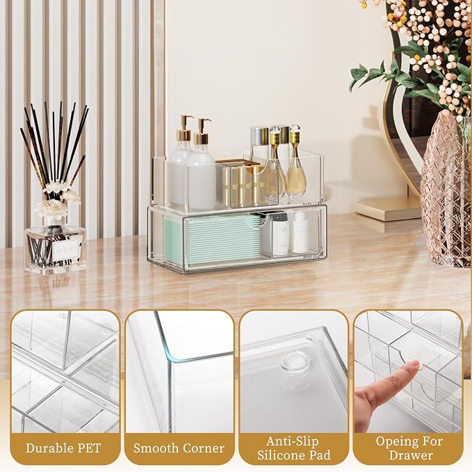 2 Tier Medicine Cabinet Organizer and Storage, Stackable Bathroom Medicine - Image 3
