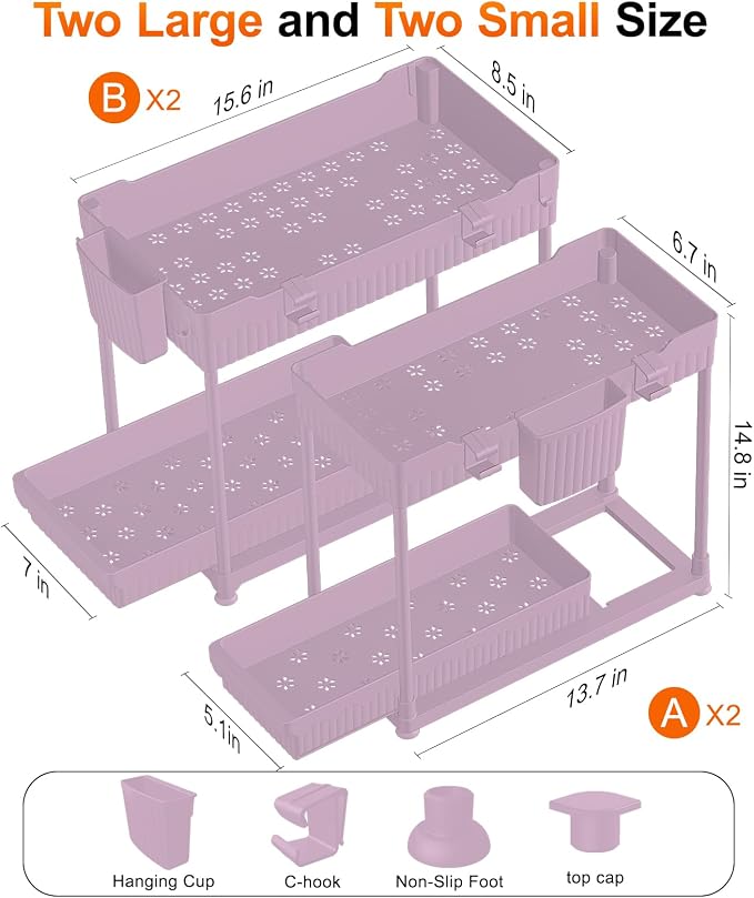 Sevenblue 4-Pack 2-Tier Under Sink Organizer - Image 2
