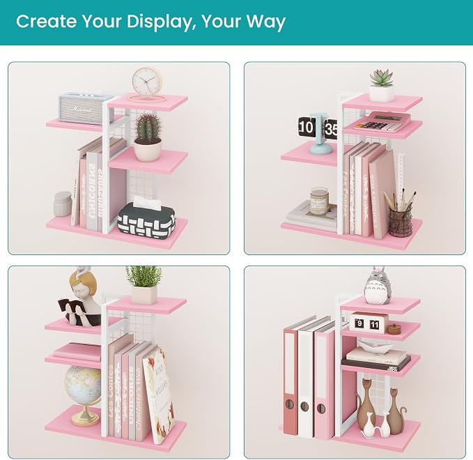 ELITEROO Desktop Bookshelf, Tiered Desk Organizer Shelf, Wooden Tabletop - Image 6