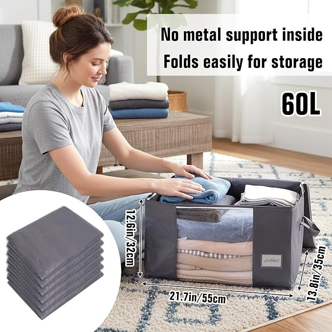 YGEOMER Blanket Storage Bags Clothes Organizers Closet Containers - Image 2