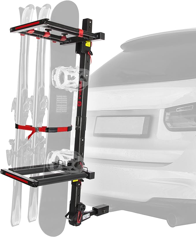 Tyger Auto TG-RK1B707B Folding Hitch-Mounted Ski/Snowboard Rack Fits 2" or by TYGERAUTO