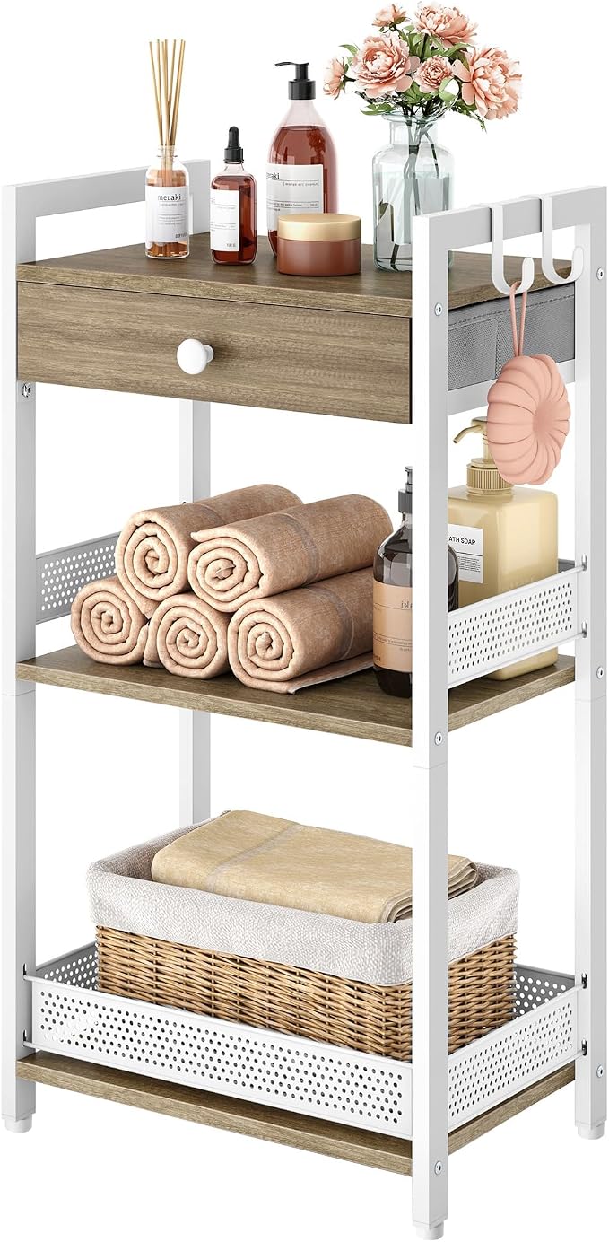 FAVOOSTY 3-Tier Bathroom Ladder Shelf Floor Storage Shelf by FAVOOSTY