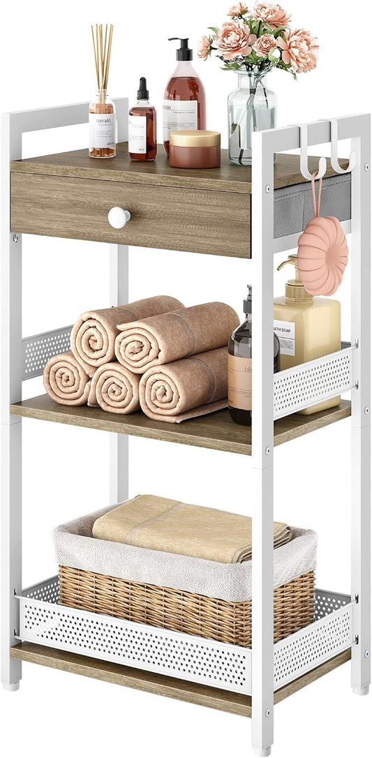 FAVOOSTY 3-Tier Bathroom Ladder Shelf Floor Storage Shelf by FAVOOSTY
