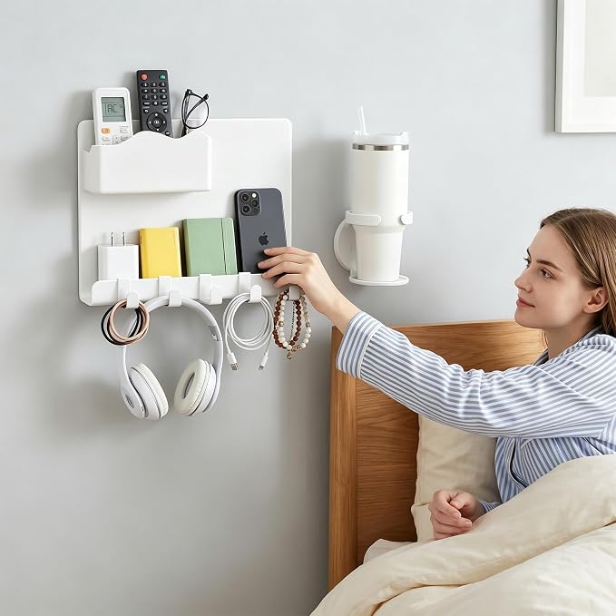 Bedside Wall Shelf for Teen Girls Dorm Room Essentials Bunk Bed Stuff | No - Image 7
