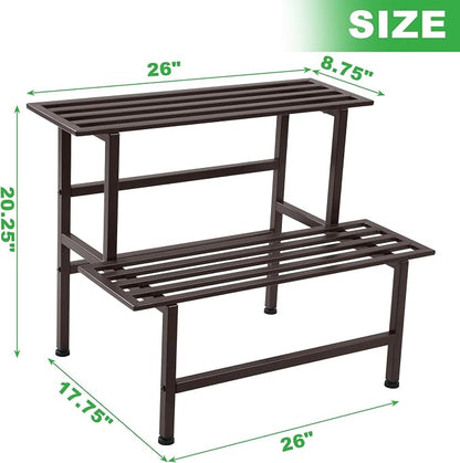 Dipion Metal Plant Stand Outdoor Plant Shelf Indoor, 2 Tier Heavy Duty Ladder - Image 6