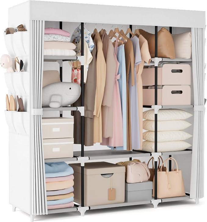 VTRIN Portable Closet Wardrobe for Hanging Clothes 57.3 Inch Large Capacity by VTRIN