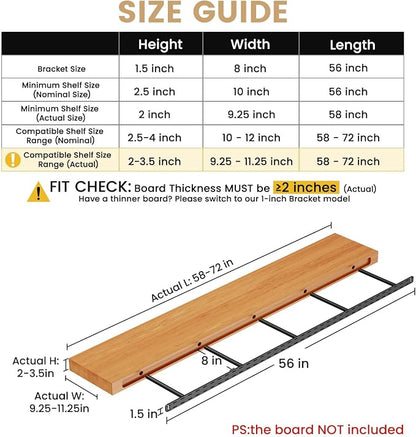 1 Pack Large Shelf Brackets Long Floating Shelf Bracket Invisible Floating - Image 2
