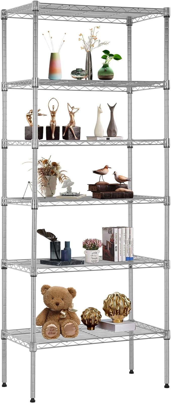 FDW 6 Tier Wire Shelving Units 23L x 13W x 59H Adjustable Metal Storage Rack by FDW
