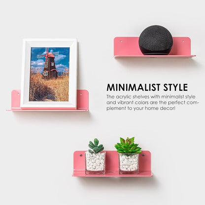 OAPRIRE Pink Acrylic Floating Shelves Set of 2 - Image 6
