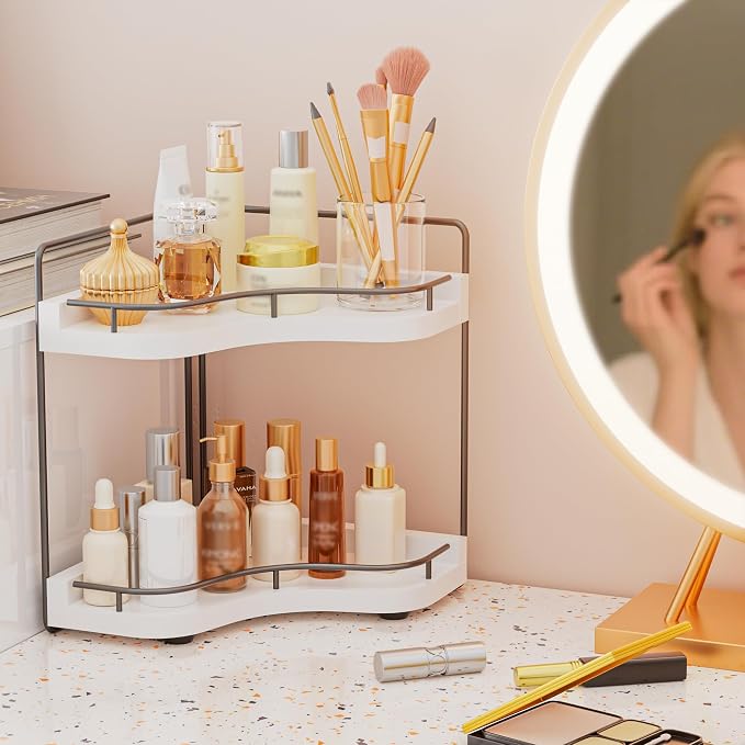 2-Tier Corner Bathroom Counter Organizer - Image 2
