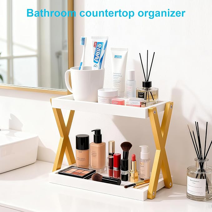 Bathroom Counter Organizer, Wooden Sink Shelf - Image 4
