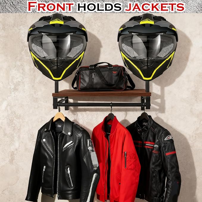 Motorcycle Helmet Holder Wall Mount, Gear Storage Rack - Image 4