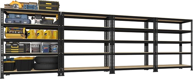 PrimeZone Garage Storage Shelves, 5 Tier Adjustable Metal Shelving, 4 Pack | by PrimeZone