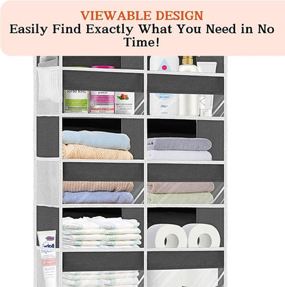 Over the Door Organizer 6 Tiers, Extra Large Behind Door Storage of 12 - Image 4