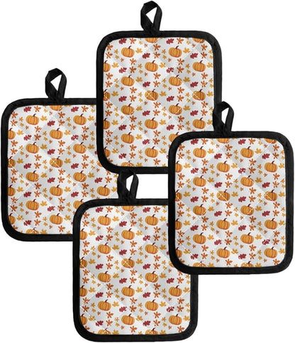 Happpy Thanksgiving Heat Resistant Potholders Hot Kitchen Pot Holders, Pumpkin - Image 4