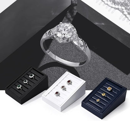 Oirlv Premium PU Leather Ring Tray Display Stand Slotted Ring Showcase Display - Image 3