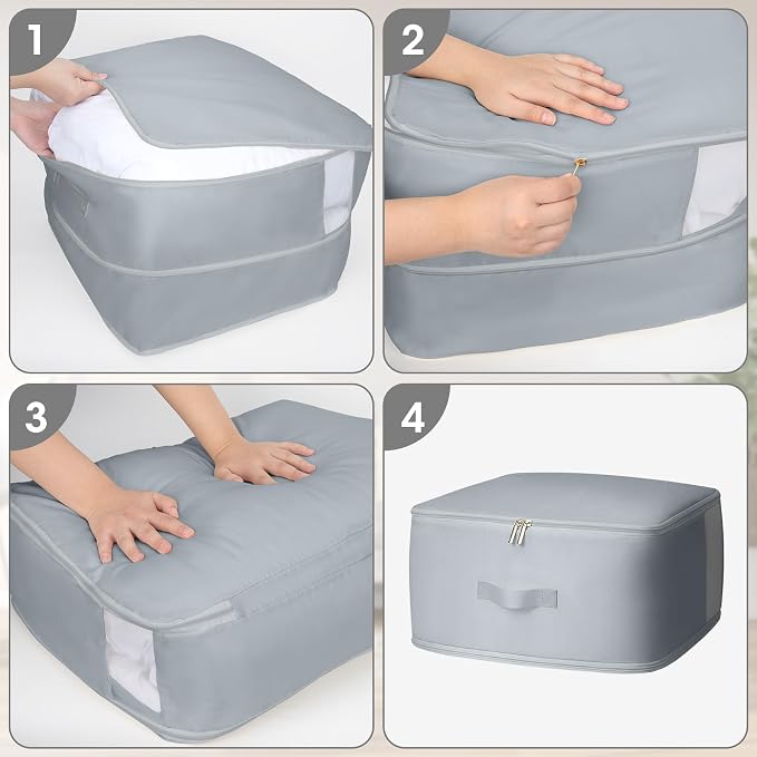 2 Pack Comforter Storage Bag, 136L Blanket Storage Bags Self Compression - Image 4