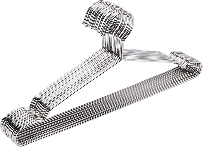 Hangers 10 Pack Clothes Hanger Strong Heavy Duty Stainless Steel Metal Ultra by WYCQKL
