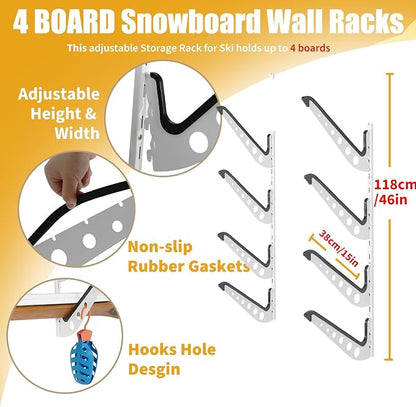 Snowboard Wall Racks, Adjustable Storage Rack - Image 2