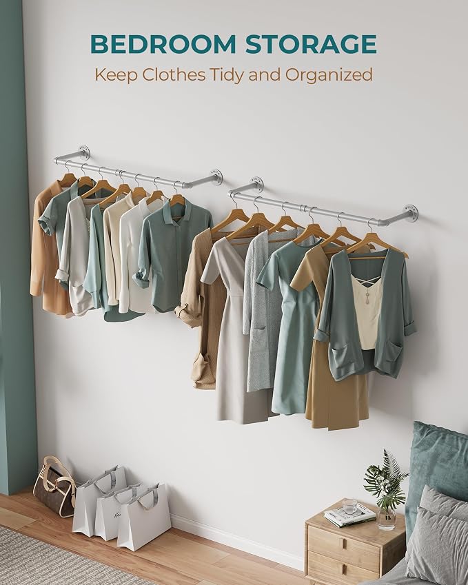 OROPY Industrial Pipe Clothes Rack Wall Mounted Set of 2, 38.4 inches Heavy - Image 6
