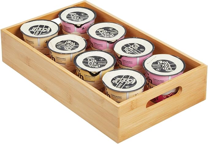 mDesign Kitchen Storage Box – Open-Top Bamboo Storage Tray by mDesign