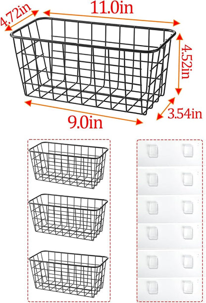 3 Set LeleCAT Adhesive Over the Cabinet Door Wire Baskets - Image 2