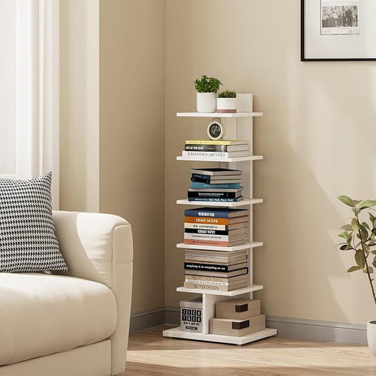 TUTOTAK Book Shelf, Narrow Spine Bookshelf, 6-Tier Bookcase by ChoosetutotakFurnitureBuildYourCozyHome