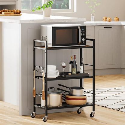 3-Tier Metal Storage Rack with Industrial Wheels, Mesh Shelving Unit with - Image 8