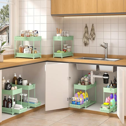 3 Pack Under Sink Organizers, 2-Tier Multi-Use Kitchen and Bathroom Organizers - Image 3