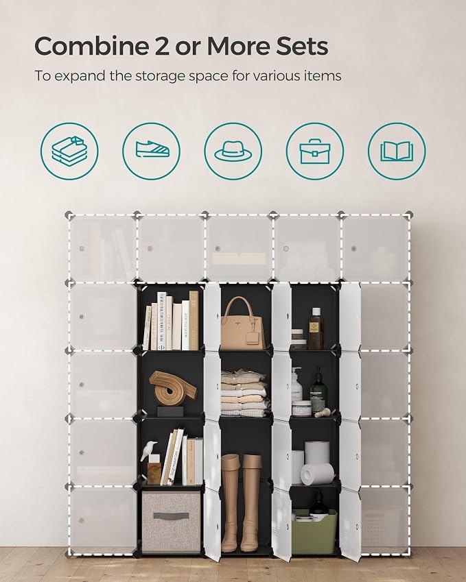 SONGMICS Cube Storage Organizer, Closet Storage Shelves, DIY Plastic Closet - Image 5