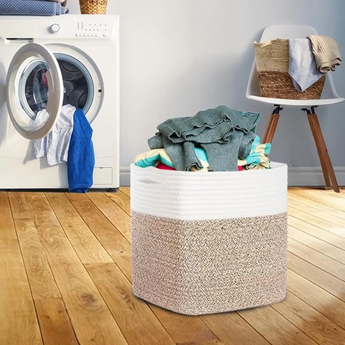 Storage Cubes 11 Inch Cotton Rope Woven Storage Basket - Image 7
