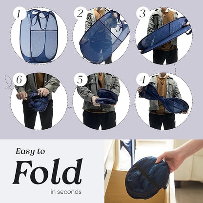 TECHMILLY Collapsible Mesh Pop Up Laundry Hamper - Image 7