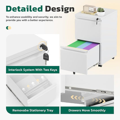 Greenvelly 2 Drawer Mobile File Cabinet - Image 4