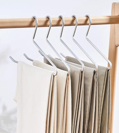 Premium Matte Silvery Aluminum Pants Hanger 10 Pack, 13.7” Extra Smooth & by WONQEXZ