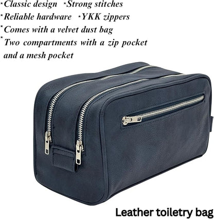 Dopp Gift Large Travel Toiletry Bag Premium Quality PU Leather Two compartments - Image 3