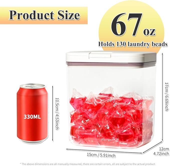 Gute Laundry Pod Holder with Lid - 67oz Sealed Automatic Pop-Up Dispenser - Image 3