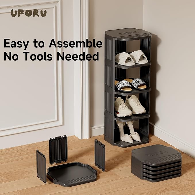 UFORU Small Shoe Rack, 7 Tier Plastic Vertical Shoe Rack - Image 5