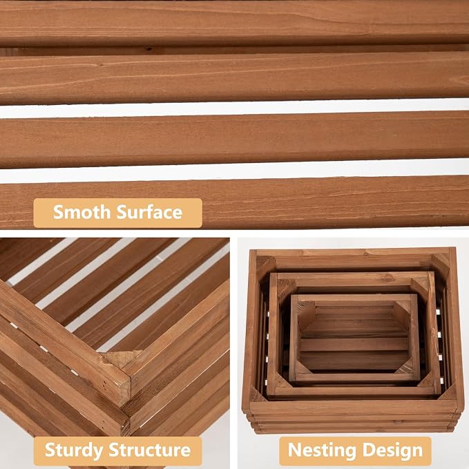 Set of 3 Nesting Wooden Storage Crates - Image 6