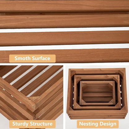 Set of 3 Nesting Wooden Storage Crates - Image 6