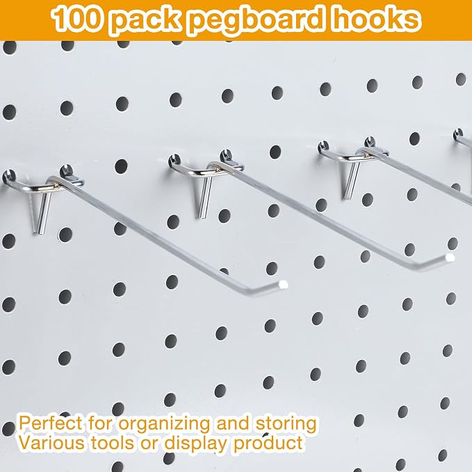 Funrous 100 Pack Peg Board Hooks Stainless Steel Pegboard Hooks Shelving - Image 4