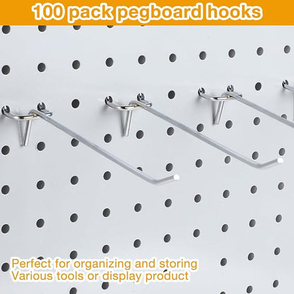 Funrous 100 Pack Peg Board Hooks Stainless Steel Pegboard Hooks Shelving - Image 4