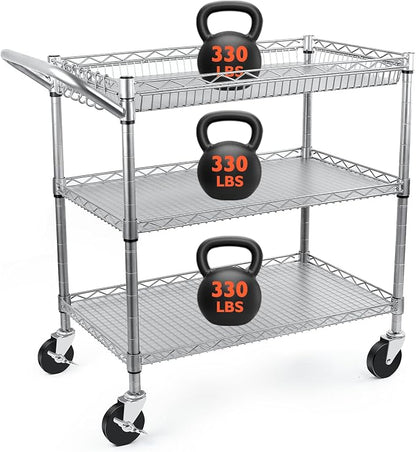 BolDuck Heavy Duty Utility Cart, 990Lbs Capacity 3 Tier Rolling Carts by BolDuckDirect