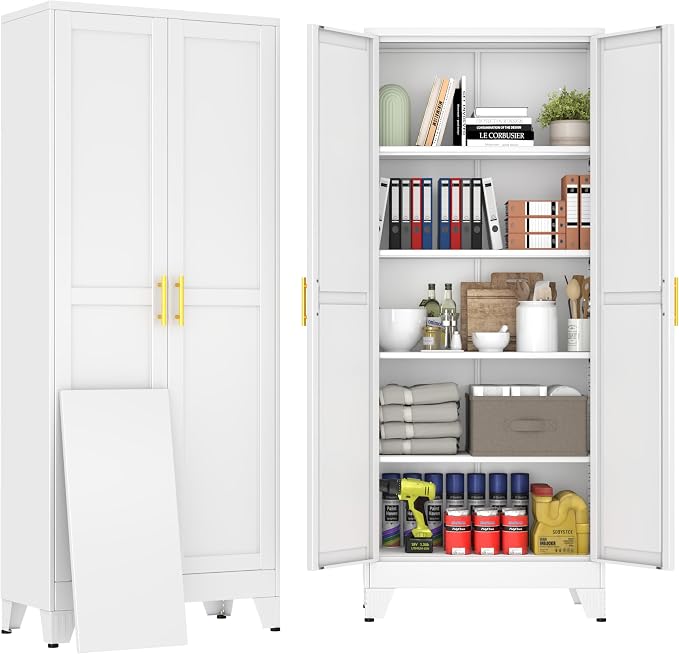 71" White Metal Storage Cabinet by BAOLIWO