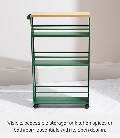 YAMAZAKI Home Slim Rolling Storage Cart – Narrow Kitchen Storage Cabinet - Image 7