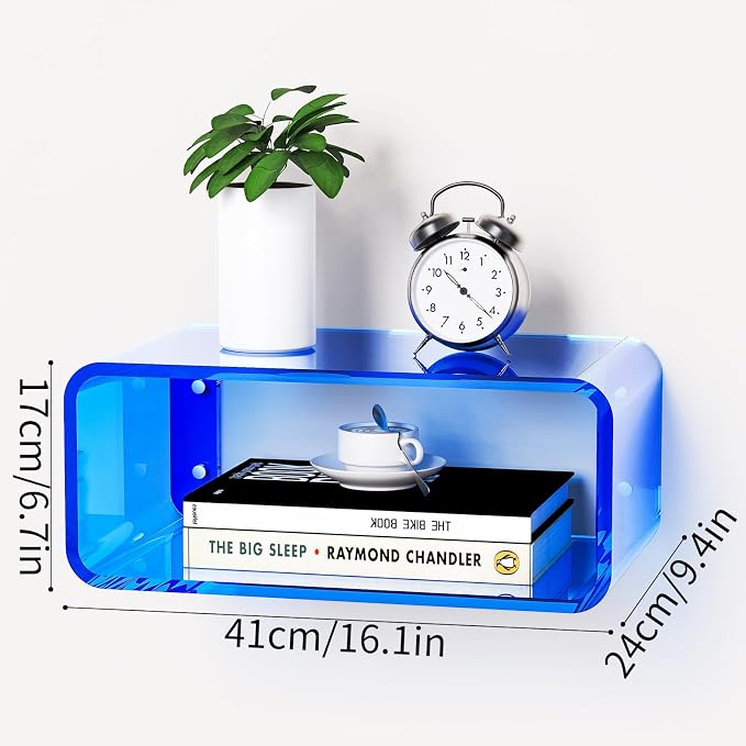 Acrylic Floating Nightstand, Bedside Table, Nightstand Shelf Wall Mounted - Image 3